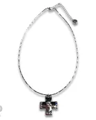 Shiny square cross necklace with Austrian crystals