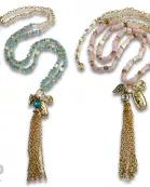 Bead chip and charm necklace with Austrian crystal
