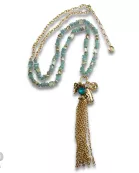 Bead chip and charm necklace with Austrian crystal