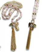 Bead chip and charm necklace with Austrian crystal