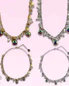 Heart and bead charm necklace with Austrian crystal