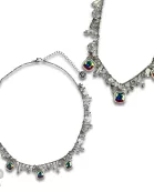 Heart and bead charm necklace with Austrian crystal