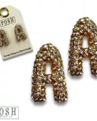 Rhinestone initial post earring