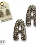 Rhinestone initial post earring