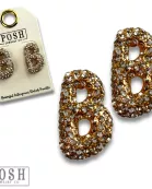Rhinestone initial post earring