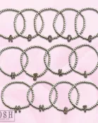 Bead bracelet with rhinestone inital
