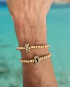 Bead bracelet with rhinestone inital