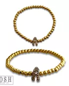 Bead bracelet with rhinestone inital
