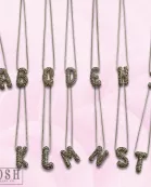 Box chain necklace with rhinestone initial