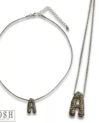Box chain necklace with rhinestone initial