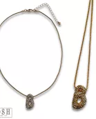 Box chain necklace with rhinestone initial