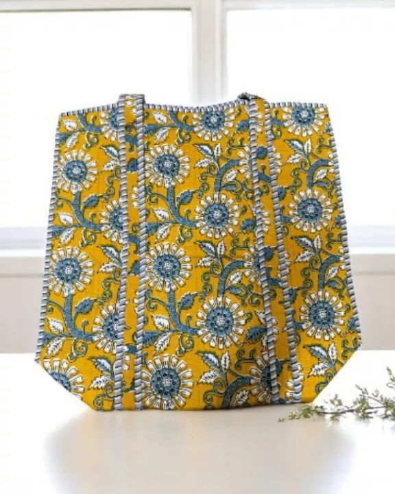 Rourke Yellow Floral Patterned Tote Bag