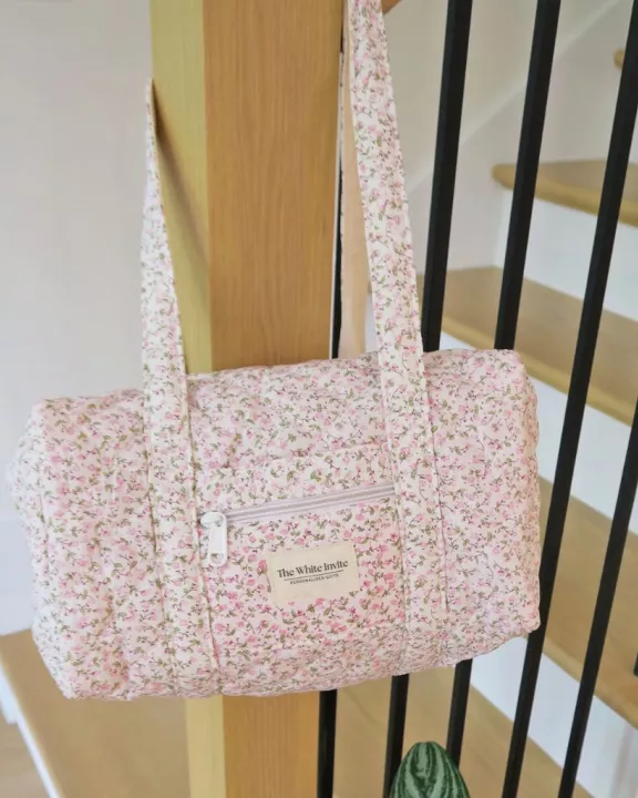 Quilted Blush Blossoms Tote Bag
