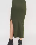 HIGH WAIST THIGH-HIGH SLIT MIDI PENCIL SKIRT