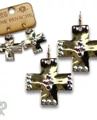 Shiny square cross earring with Austrian crystals