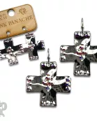 Shiny square cross earring with Austrian crystals