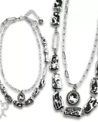 Acrylic stick pearl and crystal necklace