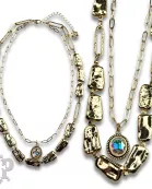 Acrylic stick pearl and crystal necklace