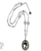 Large oval crystal pendant and flower chain necklace