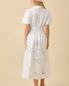 Seashell Embroidered Lace Midi Collar Summer Dress
