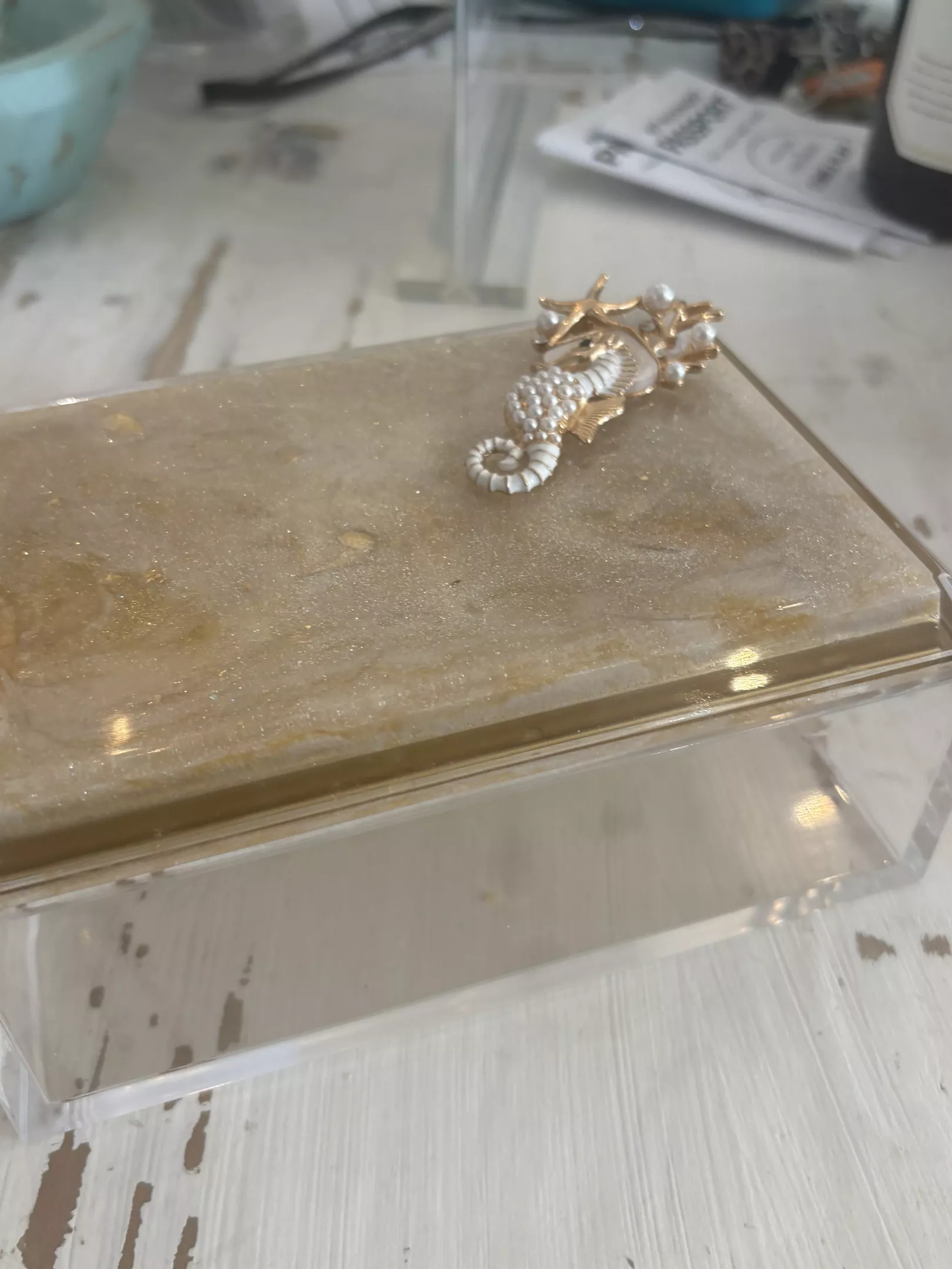 Seahorse Resin Acrylic Jewelry Box