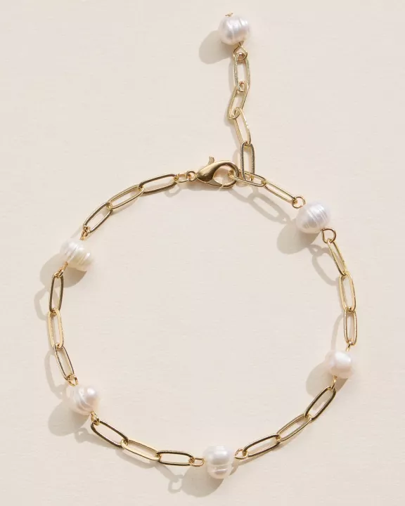 Faux Pearl Chain Bracelet Gold or Silver