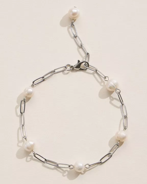Faux Pearl Chain Bracelet Gold or Silver