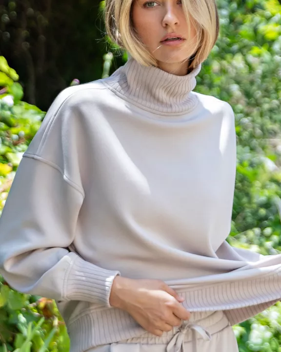 MODAL SCUBA RIBBED MOCK NECK PULLOVER