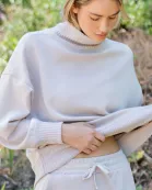 MODAL SCUBA RIBBED MOCK NECK PULLOVER