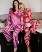 Blush Striped Satin Wholesale Women Matching Pajama Pants