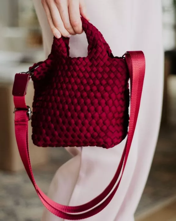 Wine Woven Wholesale Bucket Bag Crossbody