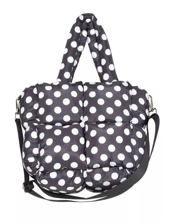 Black and White Polka Dot Wholesale Mini Puffer Tote