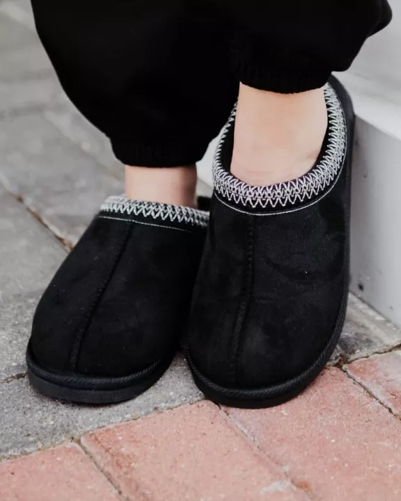 Black Embroidered Women's Wholesale House Slippers