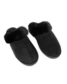 Black Faux Fur Women's Wholesale House Slippers