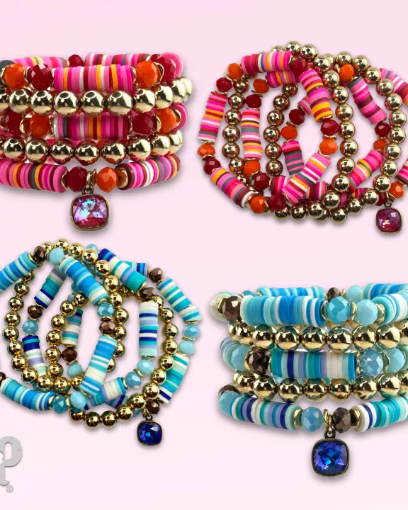 Rubber heishi bead bracelet with Austrian crystal