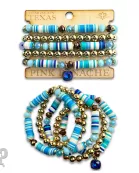 Rubber heishi bead bracelet with Austrian crystal