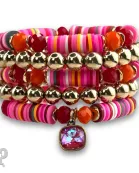 Rubber heishi bead bracelet with Austrian crystal