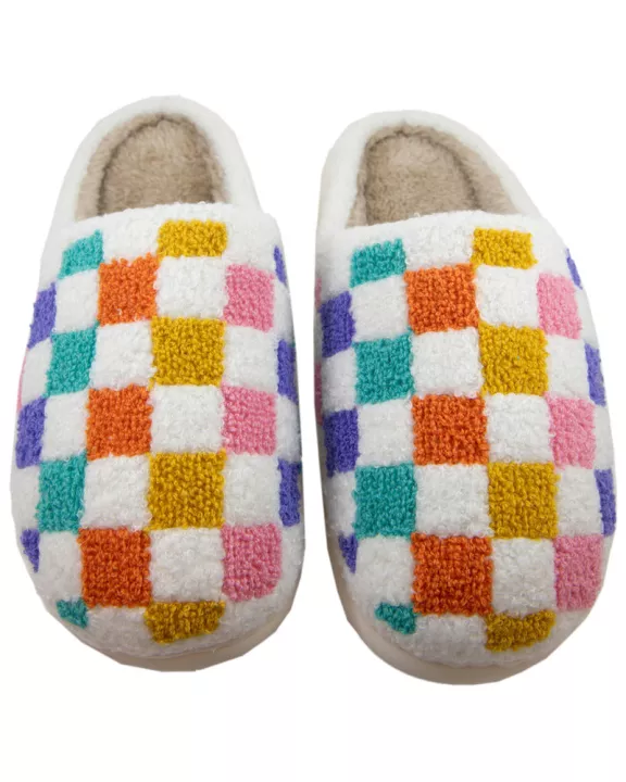 Multicolored Checkered Wholesale Sherpa Slippers