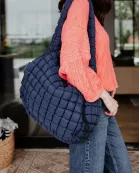 Navy Wholesale Oversized Quilted Hobo Tote Bag