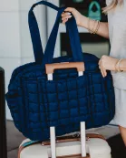 Navy Wholesale Quilted Weekend Duffel Bag w/ Pass-Thru Slip
