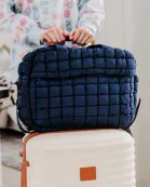 Navy Wholesale Quilted Weekend Duffel Bag w/ Pass-Thru Slip