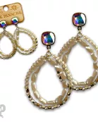 Double faceted bead teardrop earring with Austrian crystal