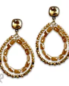 Double faceted bead teardrop earring with Austrian crystal