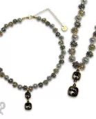 Bead woven flower necklace with Austrian crystal