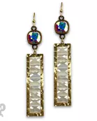 Faceted bead rectangle earring with Austrian crystal