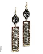 Faceted bead rectangle earring with Austrian crystal