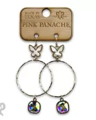 Butterfly charm circle earring with Austrian crystal