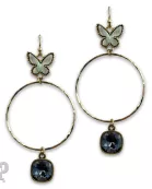 Butterfly charm circle earring with Austrian crystal