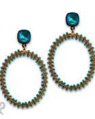 Seed bead wrapped oval earring with Austrian crystal