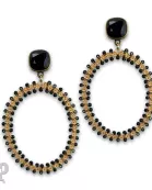 Seed bead wrapped oval earring with Austrian crystal